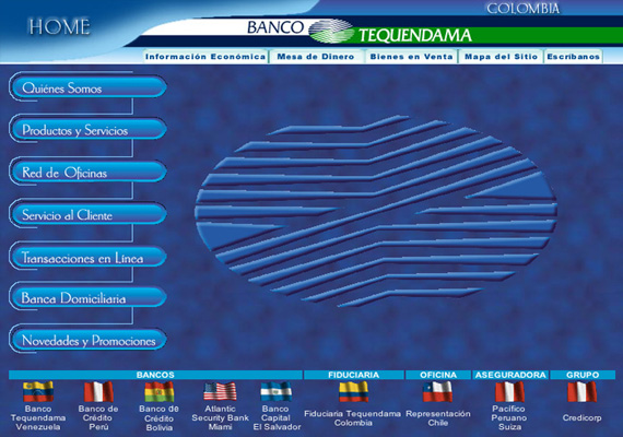 Página Web desarrollada para el Banco Tequendama.