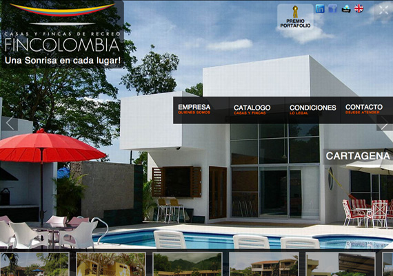 Página Web desarrollada para Fincolombia, alquiler de fincas.