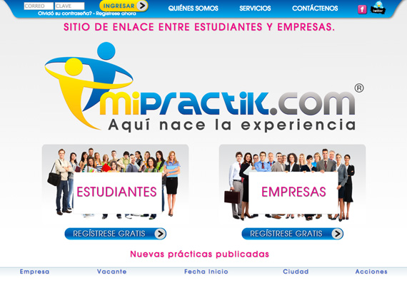 Página Web desarrollada para Mipractik.com.