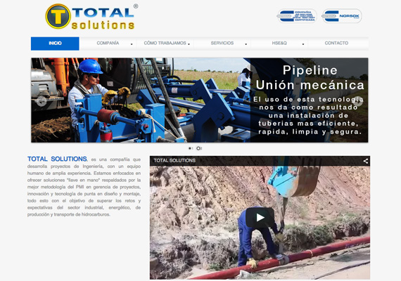 Página Web desarrollada para Total Solutions Oil & Gas.